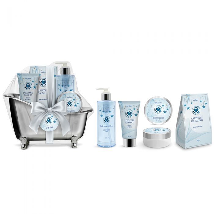 SET REGALO VASCA DA BAGNO SETA BLU